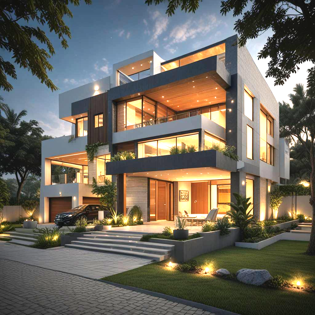 Modern Home in Exterior View